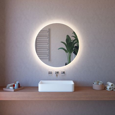 Miroir salle de bain à LED anti-buée rond 90cm rétro-éclairé ETR116-XL