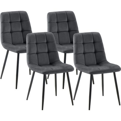 4er Set Esszimmerstühle Tilde dunkelgrau Samt (1/5)