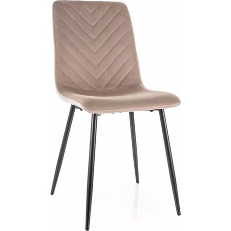 Chaise velours beige pieds noir mat assise stable et look élégant ZUTE (1/4)
