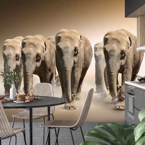 Papier peint panoramique - Éléphants - 130 cm x 86 cm (1/4)