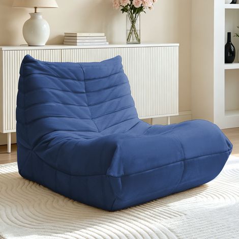 Sofá de suelo ergonómico, asiento lounge portátil para salón y dormitorio, relleno grueso de franela - azul (1/5)