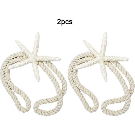 Embrasses de rideaux en corde, embrasses naturelles en forme d'étoile de mer avec coton pour rideaux, thème de plage, décoration côtière pour fenêtre de chambre à coucher (1/5)