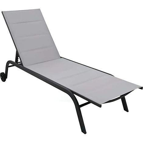 Lettino Sdraio Grigio 192x58x95H cm 5 Posizioni Textilene con Ruote (1/3)