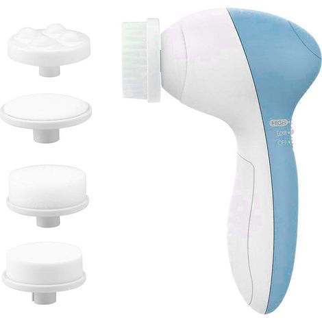 【Nouveauté 2020】Brosse nettoyante visage - Kit de brosses rotatives étanches avec 5 têtes de brosse, exfoliation douce, élimination des points noirs, nettoyage en profondeur du visage (1/5)