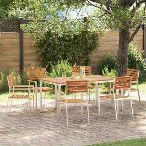 Garten Essgruppe 7 pcs Braun Massivholz Akazie