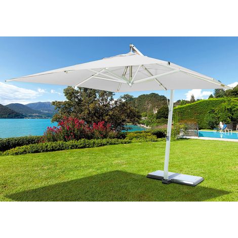 Ombrellone da Giardino Decentrato in Alluminio 3,5x3,5m Vorghini Bianco (1/3)