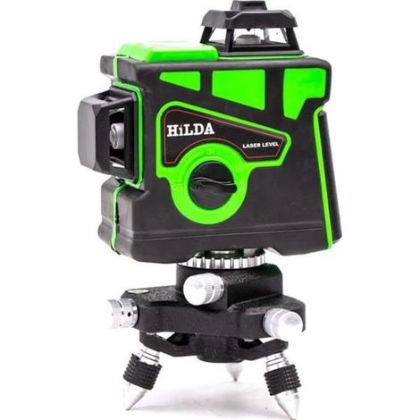 Niveau laser rotatif 3D HILDA - 12 lignes - Fonctions multilingues - Vert - Alignement, équerrage et aplomb (1/4)