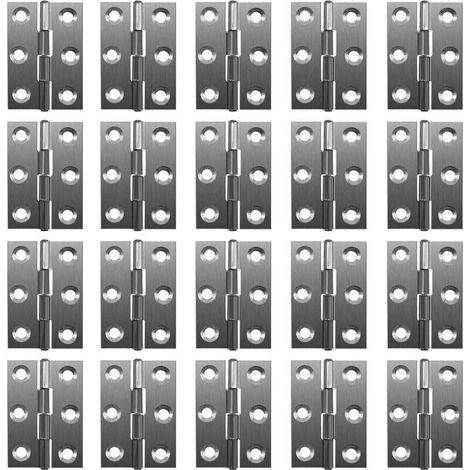 [JAMAIS UTILISÉ]Lot de 20 charnières pliables à 180 degrés - En acier inoxydable - 20 mm - Avec 6 trous de montage - Charnières robustes (1/4)