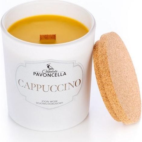 Candela di soia bianca al cappuccino, 135 g