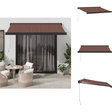 The Living Store Auvent manuel rétractable marron 350x250 cm - Protection solaire (1/5)