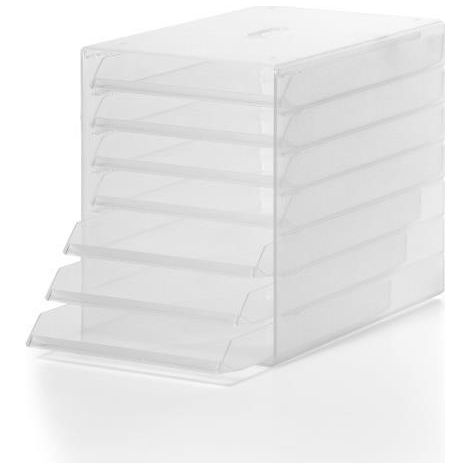 Durable 1712000400 Idealbox Cassettiera da Scrivania con 7 Cassetti con Frontalini Aperti, Confezione da 1 Pezzo, Trasparente