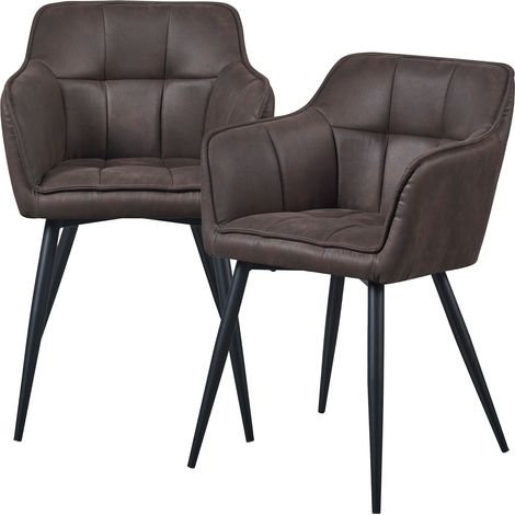 Set di 2 Sedie per Sala Pranzo Birmingham Effetto Velluto Marrone Scuro [en.casa]