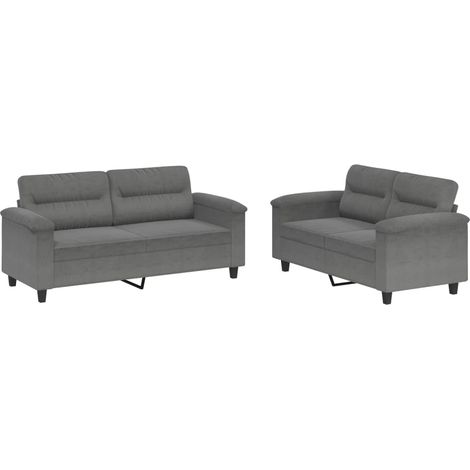 Maison Exclusive - Set Divani 2 pz con Cuscini Grigio Scuro in Tessuto Microfibra