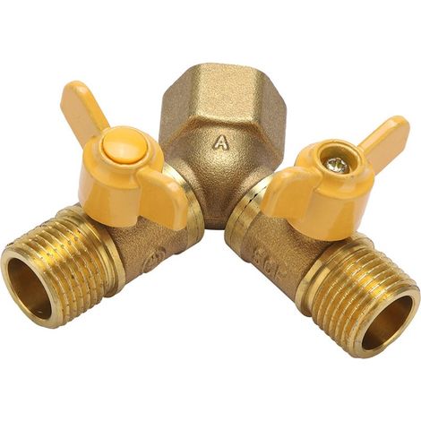 Diviseur de Robinet Double pour Jardin en Cuivre G1/2 avec Raccord Double Robinet et 2 Valves (1/5)