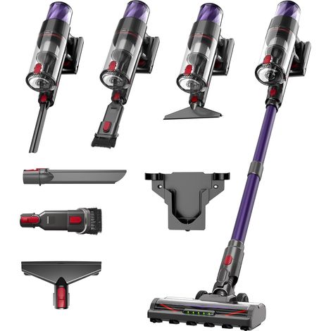 Aspirateur sans fil 550 W, sans sac avec écran tactile, autoportant, anti-nœuds, pour tapis, sols durs, voiture (1/5)