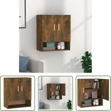 The Living Store Wandschrank Räuchereiche 60x31x70 cm Holzwerkstoff - Wandregal - Aufbewahrungsregale - Schmaler Schrank - Platzsparender Schrank - Skandinavisches Design (1/5)