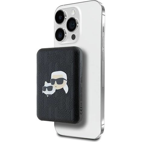 Karl Lagerfeld Powerbank induktiv KLPB5FPGKSKCHK 15W 5000mAh schwarz/schwarz Karl&Choupette Kopfstift MagSafe (1/5)
