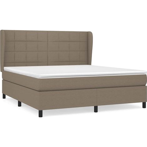 Maison Exclusive - Sommier à lattes de lit avec matelas Taupe 160x200 cm Tissu (1/5)
