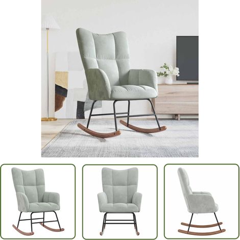 Furniture Limited - Chaise à bascule Gris clair Velours (1/5)