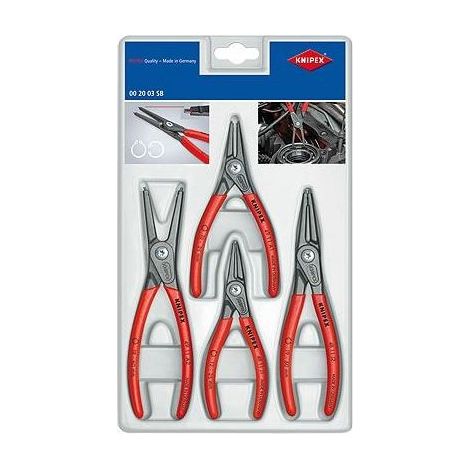 KNIPEX 00 20 03 SB Assortimento di pinze di precisione per anelli di sicurezza 4 pezzi