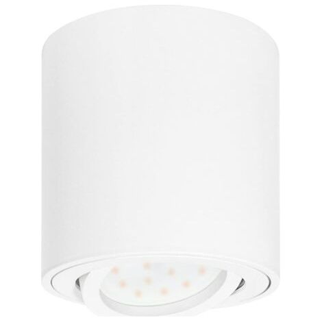 Plafonnier LED en saillie Spots de plafond orientable 230V Comprend un LED 5W GU10 interchangeable 3000K Blanc chaud Ø80x84mm Downlight LED Blanc mat Rond (1/5)