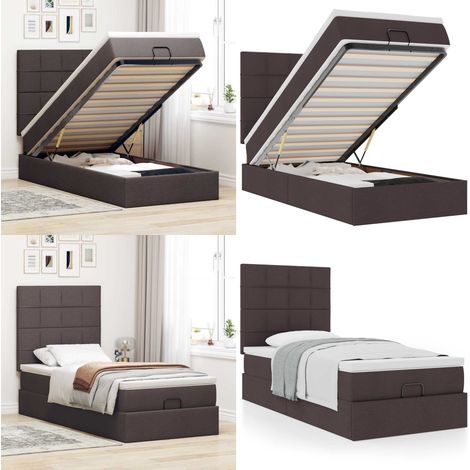 vidaXL Ottoman-Bett mit Matratze Dunkelbraun 100x200 cm Stoff (1/5)