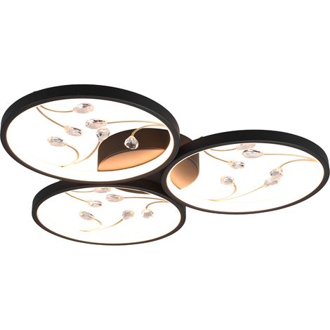 Plafonnier LED moderne Trio Groovy noir 62cm 30W 3000K (1/5)
