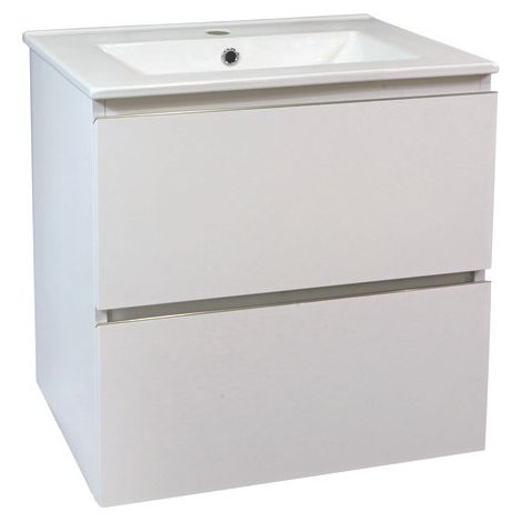 ONDEE ZEN - Meuble de salle de bain suspendu TRENDY - 2 Tiroirs - 60cm - blanc mat - vasque