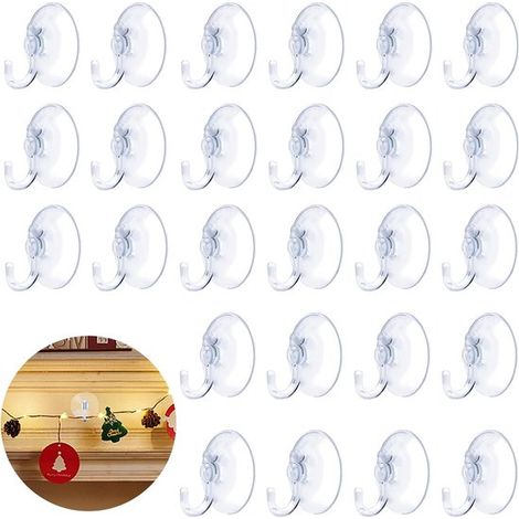 Saugnapfhaken, Packung mit 50 transparenten Saugnapfhaken, 35 mm, kein Klebstoff erforderlich, für Badezimmer und Weihnachtsdekoration. (1/5)