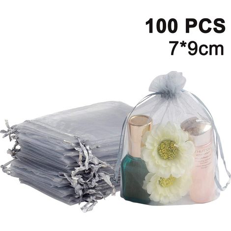 100 pochettes à bijoux transparentes à cordon, idéales pour les mariages, les fêtes et Noël. Sacs cadeaux à cordon. (1/5)