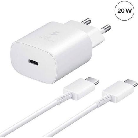 Chargeur Rapide 20W USB-C + Câble USB-C vers USB-C pour Samsung Galaxy A23 5G SM-M236B 6.6" Blanc - Yuan Yuan (1/3)