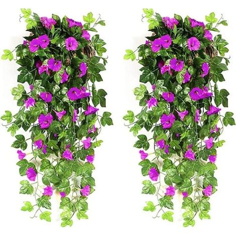 Bardusch-Plante artificielle - Violet - 2 bouquets - 95 cm - Décoration intérieure/extérieure - Guirlande suspendue (1/4)