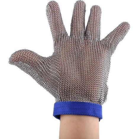 Gant Anti Coupure, 304 en acier inoxydable maille Gants Jardinage Gants Résistants Aux Coupures Pour L'écaillage D'huîtres, Le Soudage (1/4)