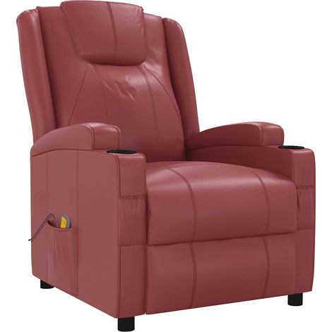 Poltrona Massaggiante Rosso Vino in Similpelle vidaXL