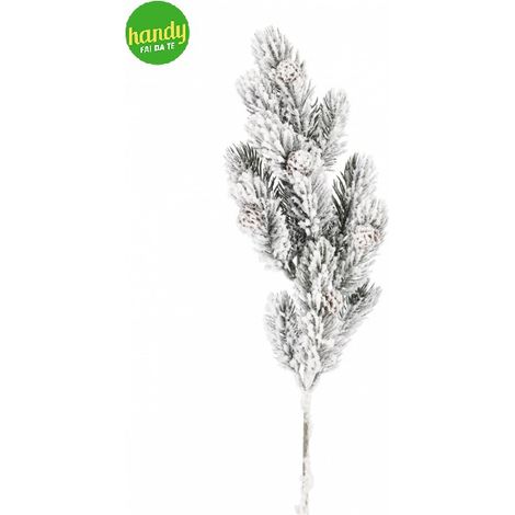 Ramo Bizzotto Baylee innevato con pigne H 48 cm