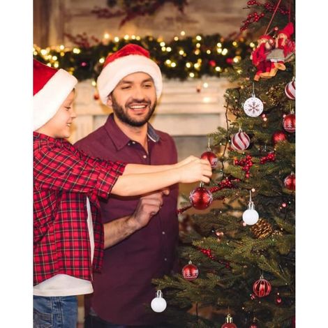Set de Boules de Noël - 44 Pièces - Rouge et Blanc - Plastique Durable (1/4)