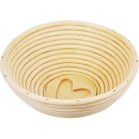 Panier À Pain - Rotin Naturel - 21 x 7,5 cm - Pour Miche De 1,2 kg - Motif Cœur - Beige (1/5)