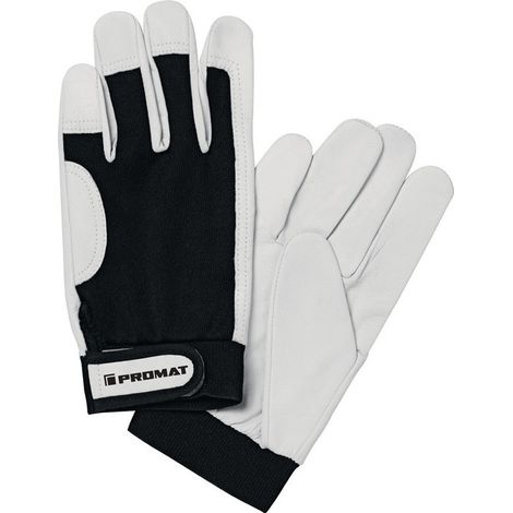 Guantes Talla principal 10 negro / color natural napa de cabra / stretch EN 388 categoría II (Por 10)