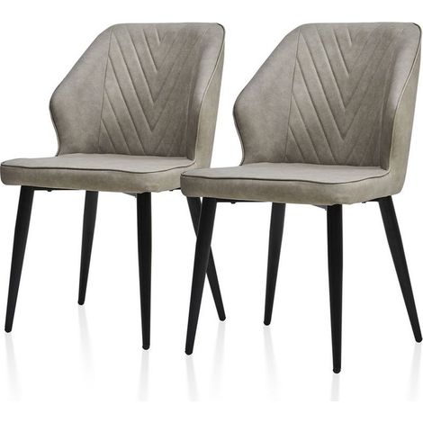 Faux Leather Dining Chairs 2X with Backrests and Metal Legs Light Grey (1/5)