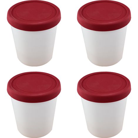 Juego de 4 tarrinas para helado, tapa de silicona hermética, apilables, 170 g, sin BPA, aptas para congelador. (1/5)