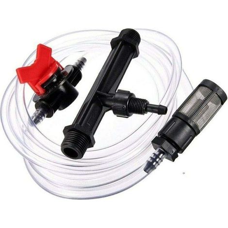Injecteur d'Engrais Venturi 3/4 Pouce – Appareil avec Filtre, Débit Réglable 9-92 L/h, Kit de Tube pour Irrigation (1/4)