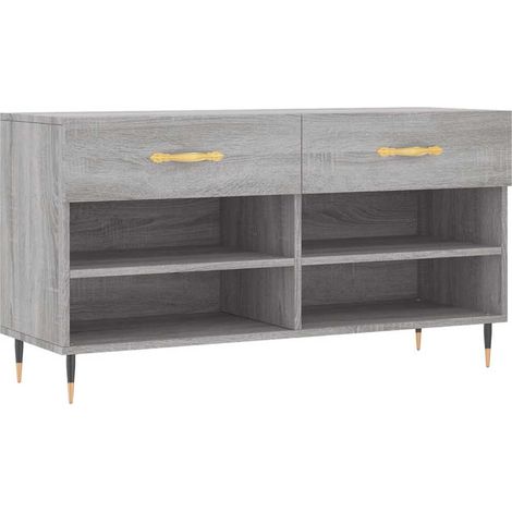 Banc à chaussure Meuble à chaussures sonoma gris 102x35x55 cm bois d'ingénierie