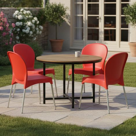 Eclectic Outdoor-Stuhl, 4 Stühle, stapelbar, Made in Italy, Tragkraft 120 kg, Rot (1/4)