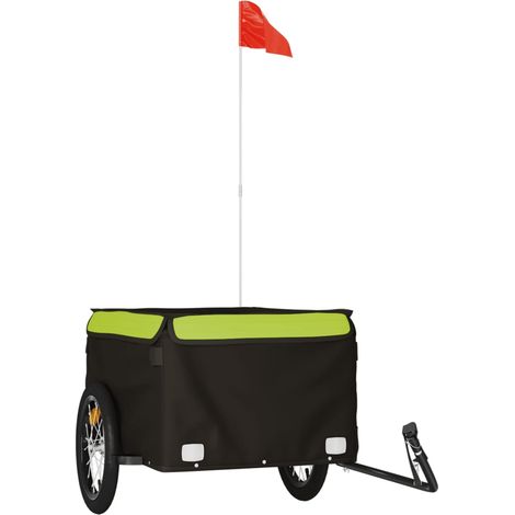 Remolque para bicicleta hierro negro y verde 45 kg vidaXL