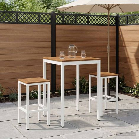 vidaXL Mesa de Bar para Jardín NAARDEN Natural y Blanco (1/5)