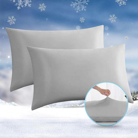 Lot de 2 taies d'oreiller rafraîchissantes Arc-Chill Q-max0,5, extensibles et rafraîchissantes pour les cheveux, la peau et les personnes qui ont chaud la nuit. Housse d'oreiller d'été douce et soyeus (1/5)