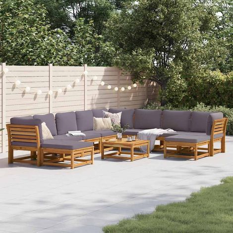 11-tlg. Garten-Lounge-Set mit Kissen Massivholz Akazie (1/5)