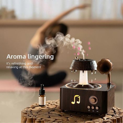 Humidificateur d'air à bruit blanc avec sprays d'aromathérapie et diffuseur d'huiles essentielles style gramophone vintage (prise américaine). (1/5)