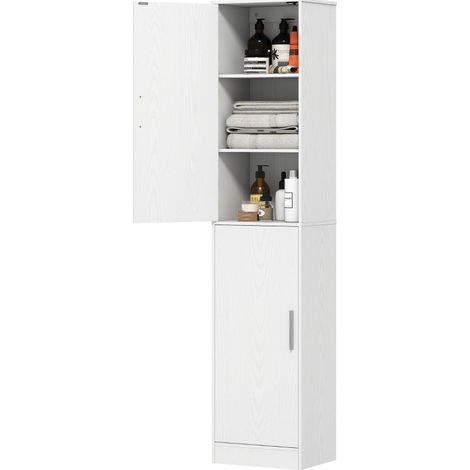 CHICFURN Armadio da bagno alto 40 x 35 x 180 cm in legno bianco, salvaspazio (1/5)