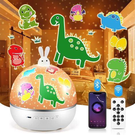 Veilleuse Bébé Projecteur Ciel Etoile, Bluetooth Veilleuse Musicale et Lumineuse,360°Rotation Telecommandé Veilleuse Enfant Rechargeable,7 Films Lampe Enfant Projecteur (1/5)